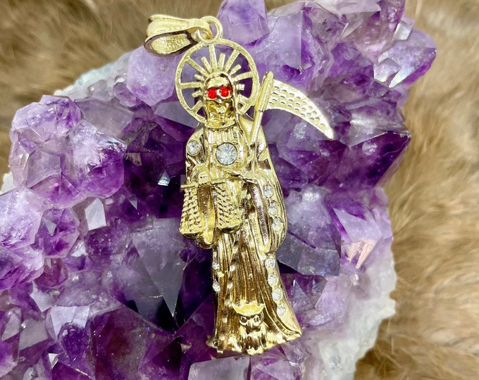 18K Gold Plated Santa Muerte Pendant