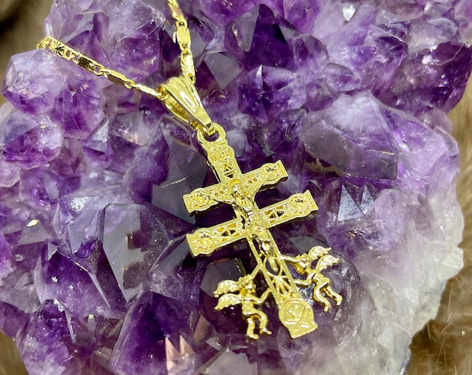 14K Gold Plated Caravaca Cross Pendant