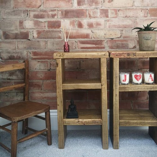 Reclaimed Wood Bedside Tables Set of 2 Bedroom Furniture Etsy UK