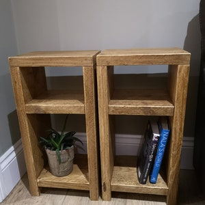 Pair Reclaimed Wood Rustic Side Table / Bedsides