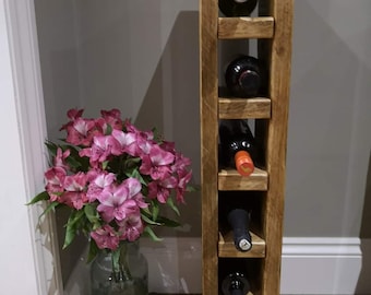 Handmade Reclaimed Rustic Scaffold Slimline Wine Rack