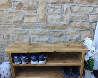 Handmade Rustic Bench Seat Shoe Rack