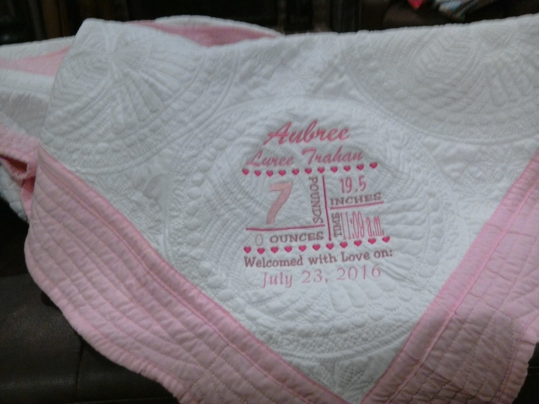 Birth Announcement Heirloom Baby Quilt Etsy