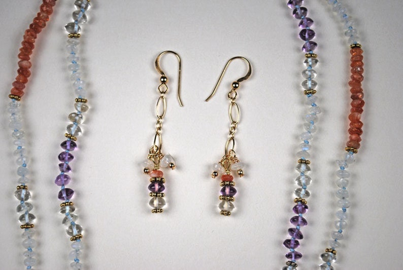 Multi-Gemstone Beaded Necklace with Earrings