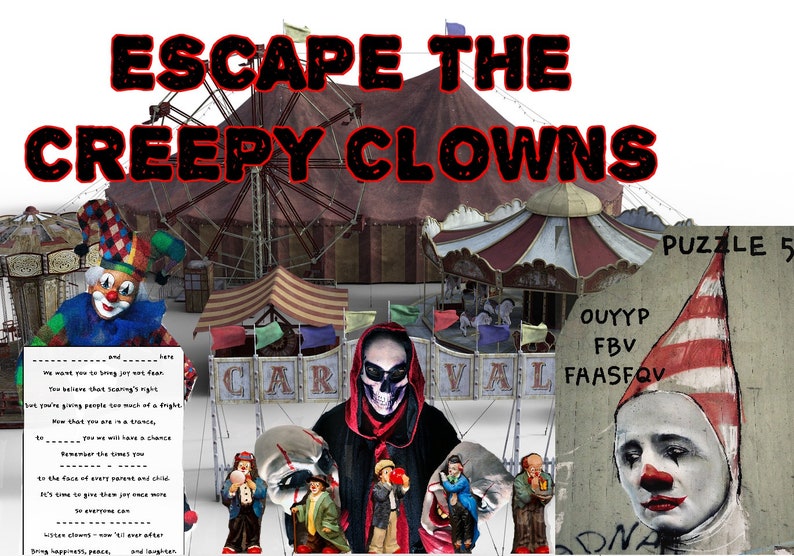 Creepy Clowns Game Kit DIY Circus Mystery Escape Room DIY Etsy