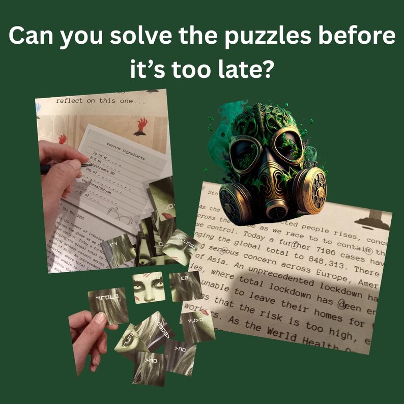 Zombie Apocalypse Escape Room Kit, Printable Puzzle Game (PDF) image 8