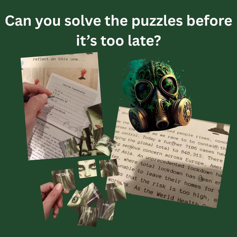 Zombie Apocalypse Escape Room Kit, Printable Puzzle Game (PDF) image 4