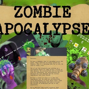 Zombie Apocalypse Escape Room Kit, Escape room DIY, Printable kids activity, Printable kids game, Zombie Game, Printable Escape Room