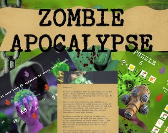 Zombie Apocalypse Escape Room Kit, Printable Puzzle Game (PDF)