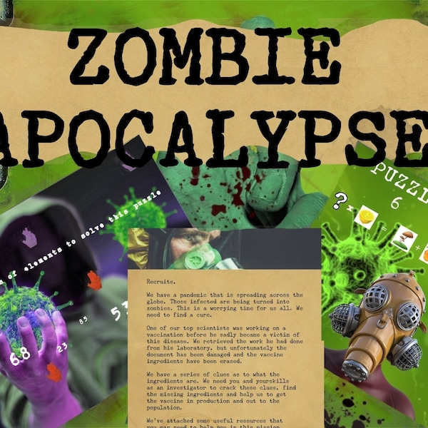 Zombie Apocalypse Escape Room Kit, Escape room DIY, Printable kids activity, Printable kids game, Zombie Game, Printable Escape Room