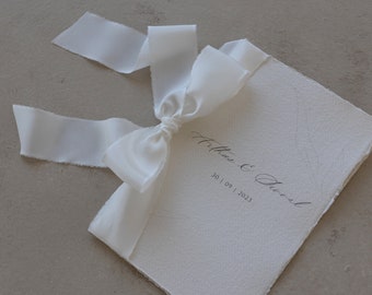 PERSONALIZED HANDMADE GUESTBOOK | silk ribbon unique design personalized keepsake 100% cotton rag paper