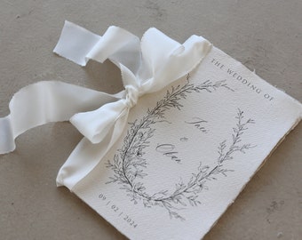 PERSONALIZED HANDMADE GUESTBOOK | silk ribbon unique design personalized keepsake 100% cotton rag paper