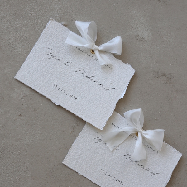 TABLECARDS HANDMADE PAPER | Wedding favors printed on handmade paper minimal