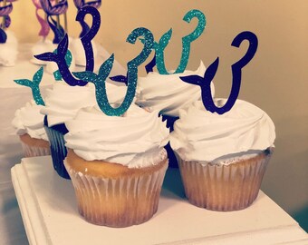 Third Birthday Mermaid Tail Cupcake Topper