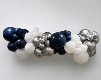 Nautical Frost Balloon Kit by INVYTE | Navy Blue, White, and Silver Balloon Garland Kit