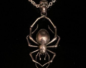 The Arachnos Pendant, Sterling Silver Spider Necklace