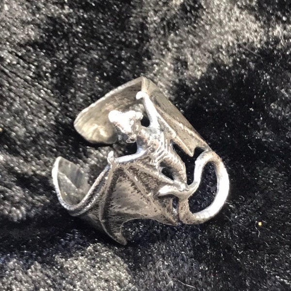 The Baby Dragon,  Adjustable Silver Dragon Ring