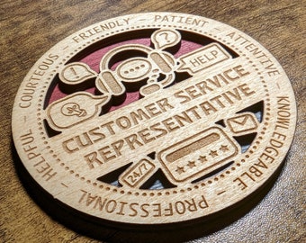 Brand New Professional Hardwood Medal Ornament Coaster - Customer Service Representative - FREE SHIPPING