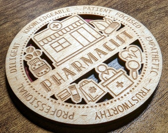 Brand New Professional Hardwood Medal Ornament Coaster - Pharmacist - FREE SHIPPING