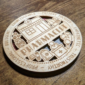 Brand New Professional Hardwood Medal Ornament Coaster - Pharmacist - FREE SHIPPING