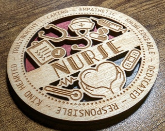 Brand New Professional Hardwood Medal Ornament Coaster - Nurse - FREE SHIPPING