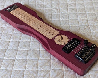 Mini Travel Headless Lap Steel Guitar – Purpleheart & Maple, P90 Pickup, Gig Bag