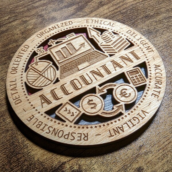 Brand New Professional Hardwood Medal Ornament Coaster - Accountant - FREE SHIPPING