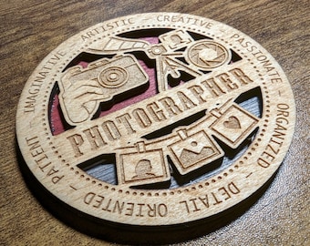 Brand New Professional Hardwood Medal Ornament Coaster - Photographer - FREE SHIPPING
