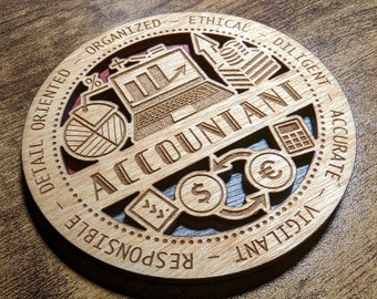 Brand New Professional Hardwood Medal Ornament Coaster - Accountant - FREE SHIPPING