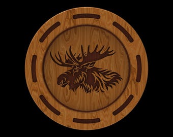 Digital Files: SVG for Laser, Plasma, or CNC Cutting, STL for 3D Printing, Including Step model - Alaskan Moose 4 Layered Plate Design.