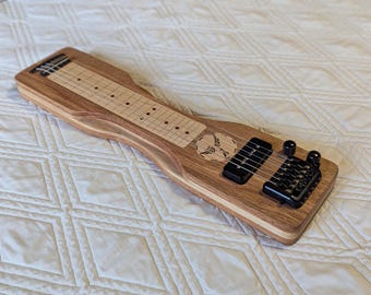 Mini Travel Headless Lap Steel Guitar – Red Oak & Maple, P90 Pickup, Gig Bag