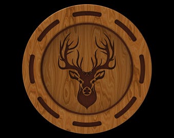 Digital Files: SVG for Laser, Plasma, or CNC Cutting, STL for 3D Printing, Including Step model - Whitetail Buck 4 Layered Plate Design.