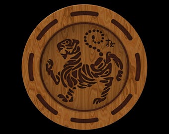 Digital Files: SVG for Laser, Plasma, or CNC Cutting, STL for 3D Printing, Including Step model - Shotokan Karate 4 Layered Plate Design.