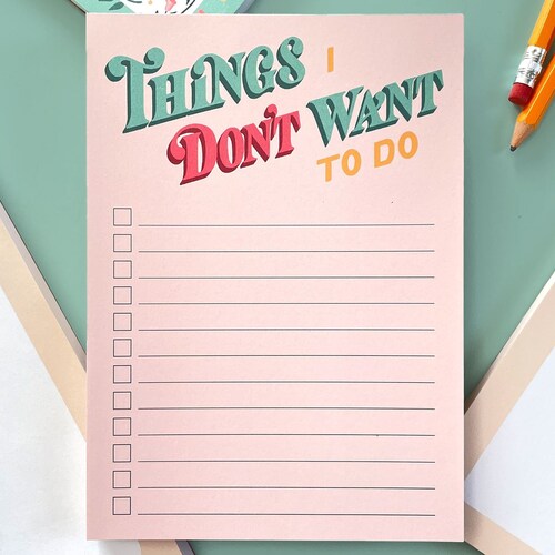Things I Don't Want to Do Notepad to Do List Notepad - Etsy