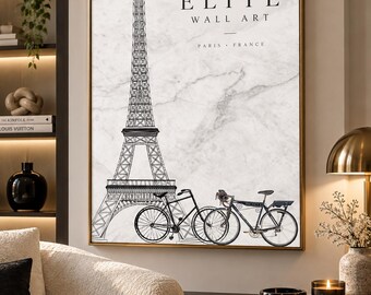 Eiffel Tower Wall Art Print | Black & White Paris Photography | Elegant French Decor | Digital Download