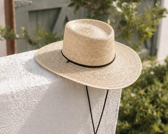 Handwoven Palm Straw Telescope Sun Hat | Wide Brim Coastal Style Summer Hat