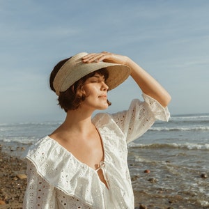 Rio Straw Visor Women, straw sun visor, straw sunhat, sunhat, straw sun visors women, beach hat image 1