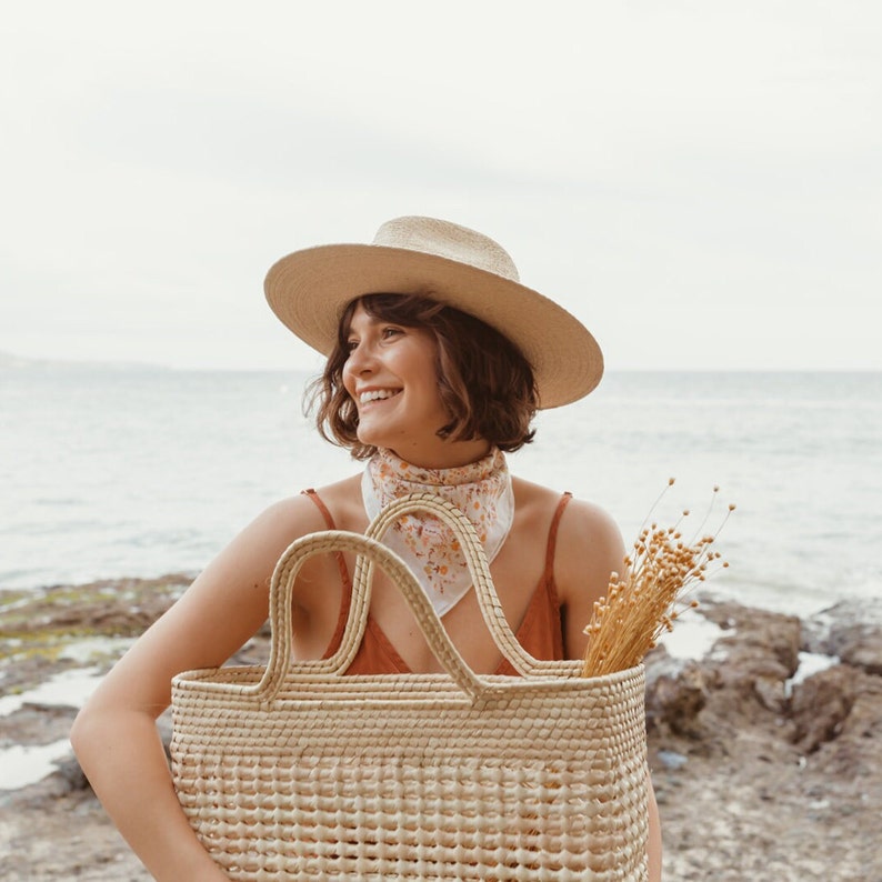 Mercado Straw Basket Tote, straw beach bag, straw toes, summer straw bags, summer straw totes, straw tote bag, beach tote bag image 3