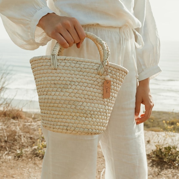 Mini Sunset Basket Tote, straw bags, straw tote bag, straw bag tote, straw totes, summer straw bags, summer straw totes, straw handbag