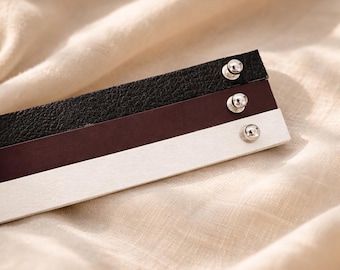 Genuine Leather Hat Band, Interchangeable, Silver Hardware, California Handmade