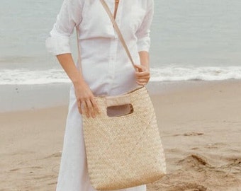 Salty Straw Crossbody Bag, straw shoulder bag, crossbody bag, shoulder bags, summer straw bags, beach tote bag, straw beach bag