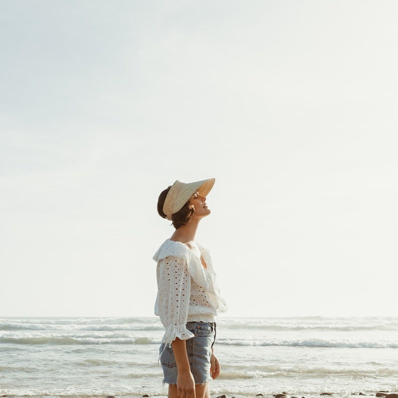 Rio Straw Visor Women, straw sun visor, straw sunhat, sunhat, straw sun visors women, beach hat image 4