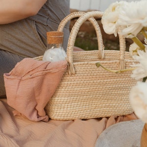 Sunset Straw Basket Tote, straw bag, straw beach bag, straw totes, beach tote bags, summer straw bags, straw bag tote, straw tote bag image 5