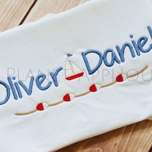 Oliver Nautical Script Monogram Font Alphabet Machine Embroidery Designs Sailboat