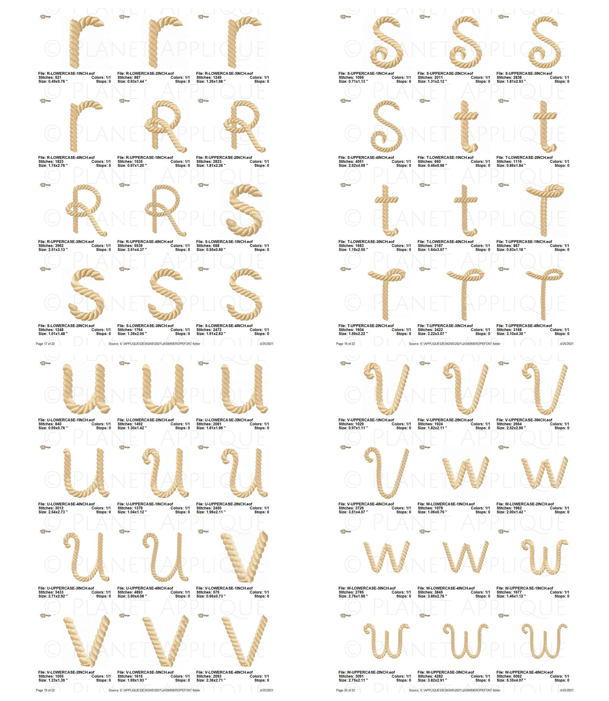Jasmine Rope Script Monogram Font Alphabet Machine Embroidery Designs ...