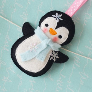 In the Hoop Penguin Christmas Tree Ornament Machine Embroidery Design Digital ITH Download