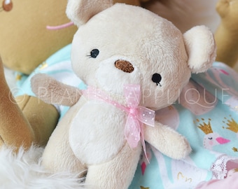 In the Hoop Honey Bear Teddy For Dolls Machine Embroidery Design Plush Softie