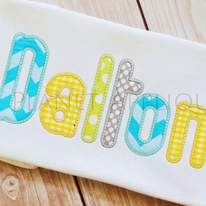 Dalton Plain Letter Applique Alfabeto Monograma Font Machine Bordado Diseño