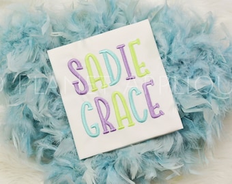 Sadie Monogram Font Alfabeto Máquina Bordado Diseño Letras simples de escritura a mano