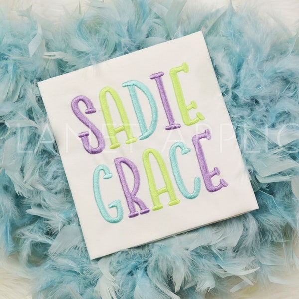 Sadie Monogram Font Alphabet Machine Embroidery Design Plain Handwriting Letters